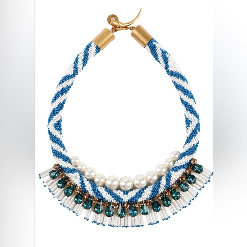 Elegant Blue and White Beaded Necklace